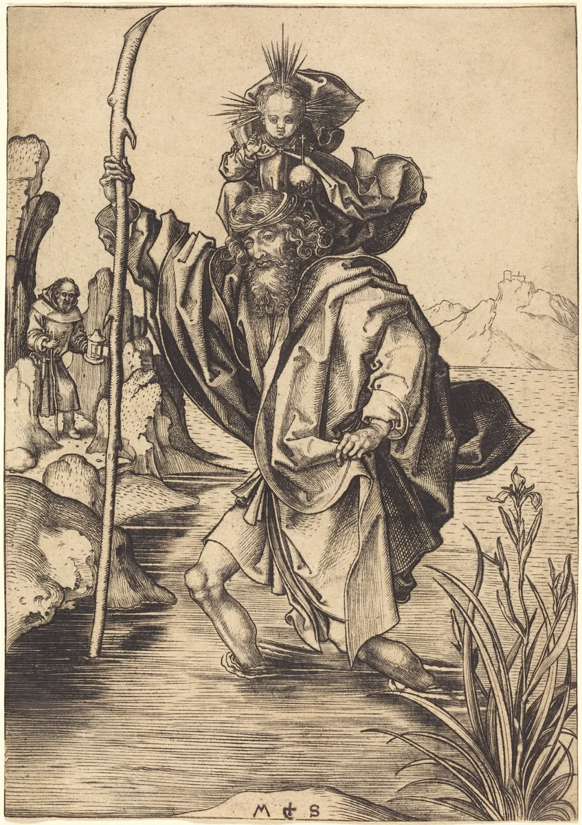 Saint Christopher by Martin Schongauer, print, 1475-1480