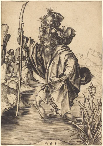 Saint Christopher by Martin Schongauer, print, 1475-1480