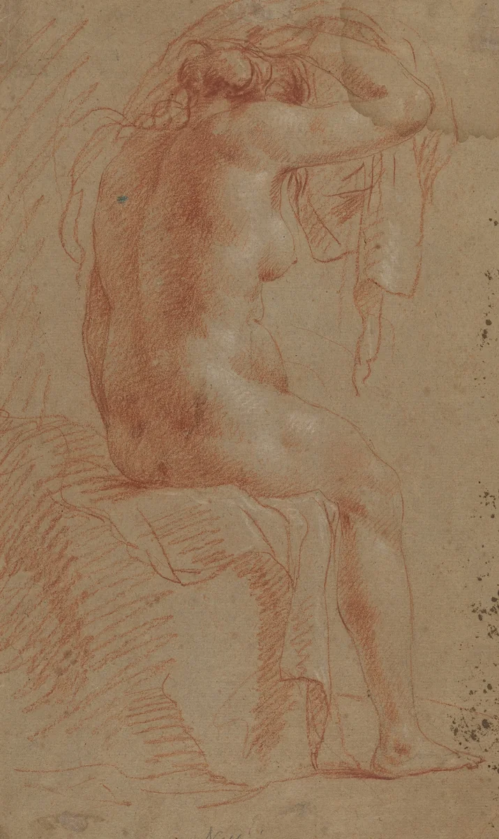 Nude Female Figure [verso] by Italian 17th Century, drawing, 1600-1699