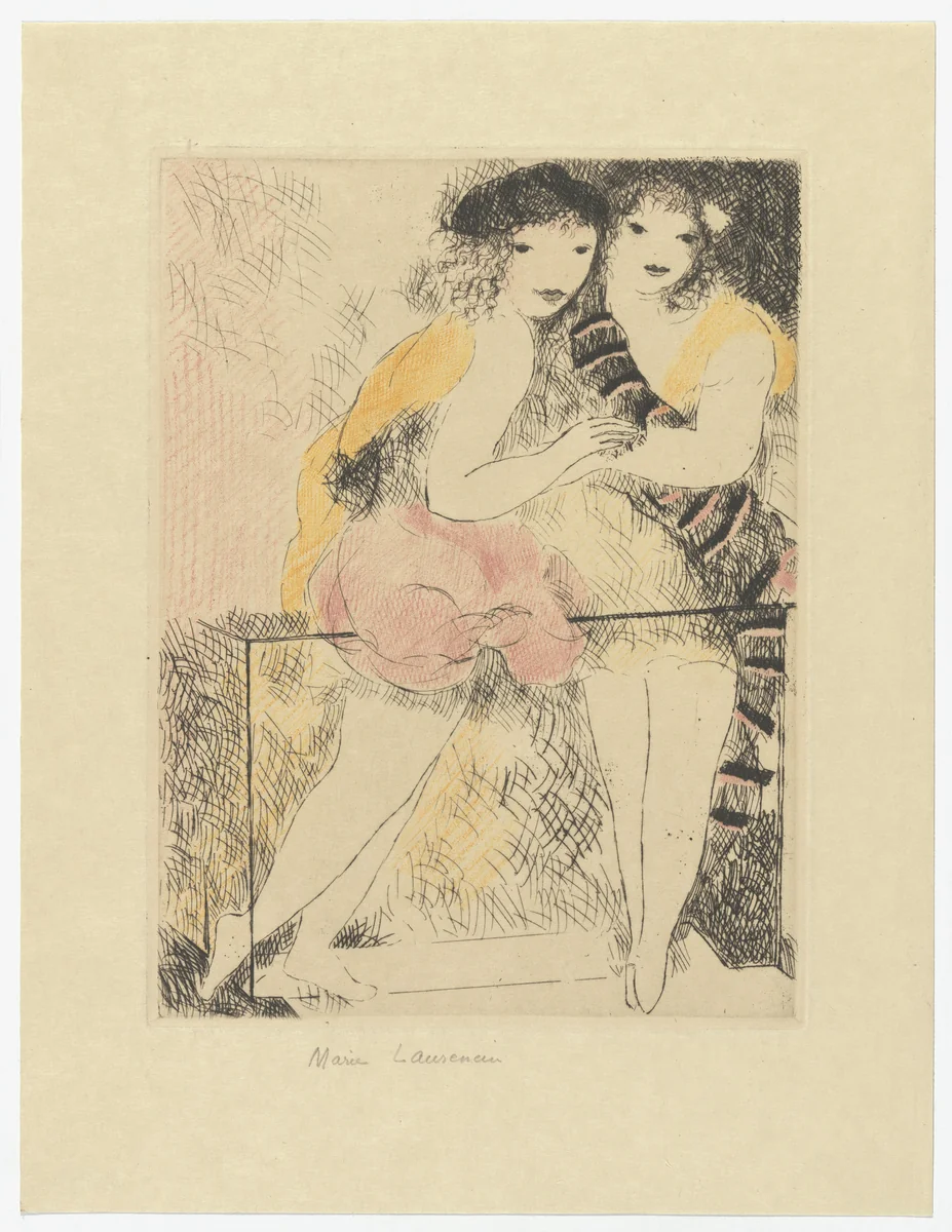 Girls on a Balcony (Jeunes filles au balcon) by Marie Laurencin, print, 1928