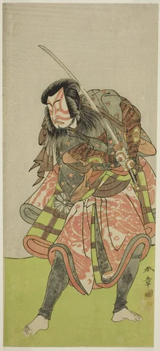 The Actor Nakamura Tomijuro I as Akushichibyoe Kagekiyo in the Play Kite Hajime Hatsugai Soga, Performed at the Morita Theater in the First Month, 1774 by Katsukawa Shunsho (勝川 春章), print, 1769-1779