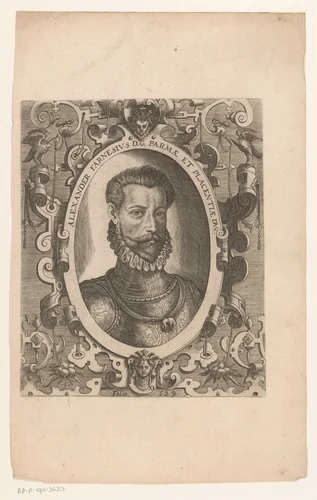 Portret van Alexander Farnese, hertog van Parma by Niccolò Nelli, print, 1569