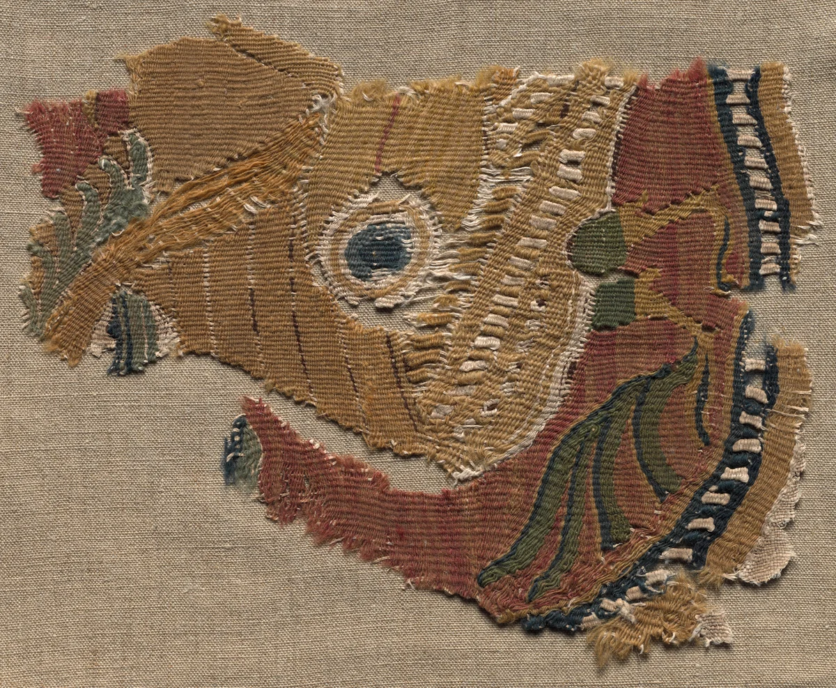 Fragmentary Roundel, Ornament from a Large Cloth by Unknown, textile, 800-999