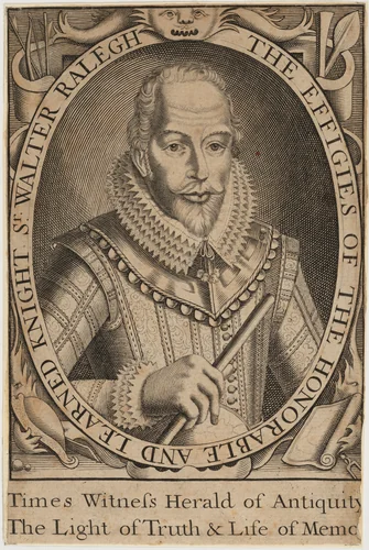 Sir Walter Raleigh by Anonymous Artist; Simon van de Passe, print, 1595-1647