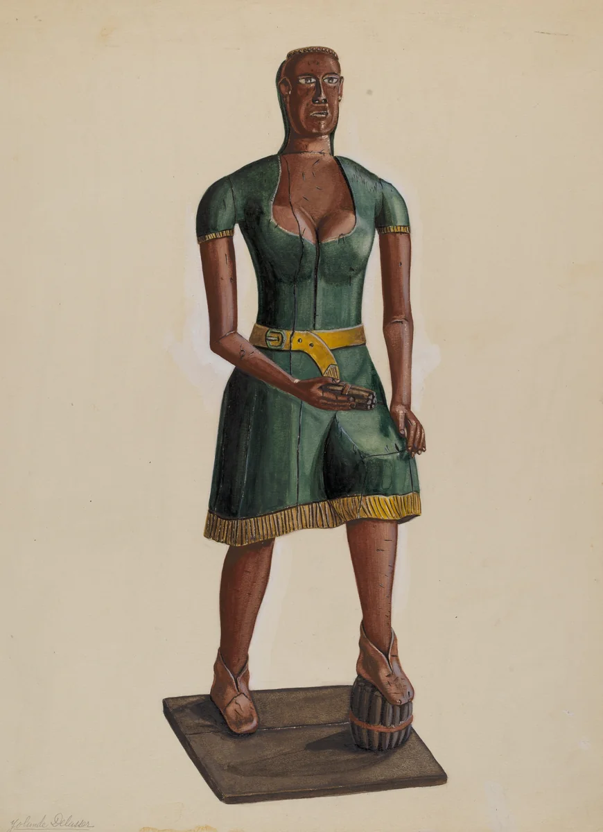 Cigar Store Indian by Yolande Delasser, index of american design, 1935-1942