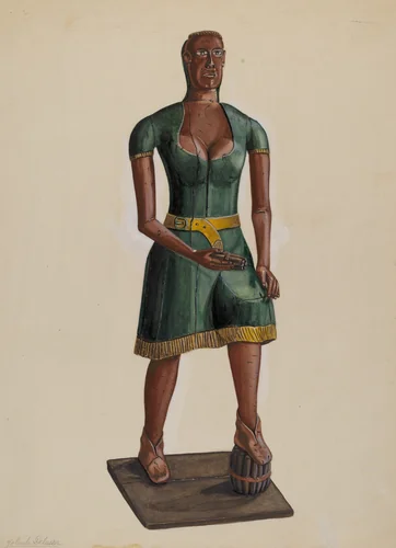 Cigar Store Indian by Yolande Delasser, index of american design, 1935-1942