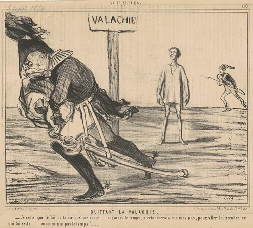 Quittant le valachie by Honoré Daumier, print, 1854