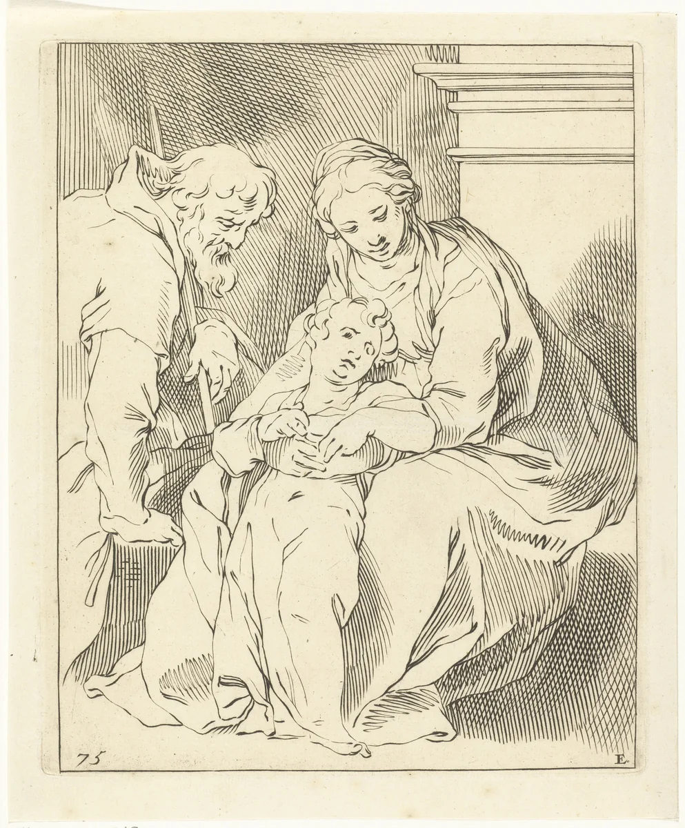 Heilige Familie by Frederick Bloemaert, print, 1650-1700