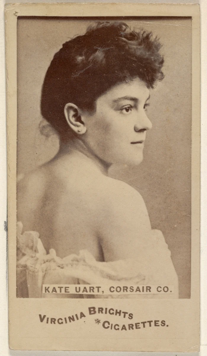 Kate Uart, Corsair Co., from the Actors and Actresses series (N45, Type 6) for Virginia Brights Cigarettes by Allen & Ginter, photograph, 1885-1891