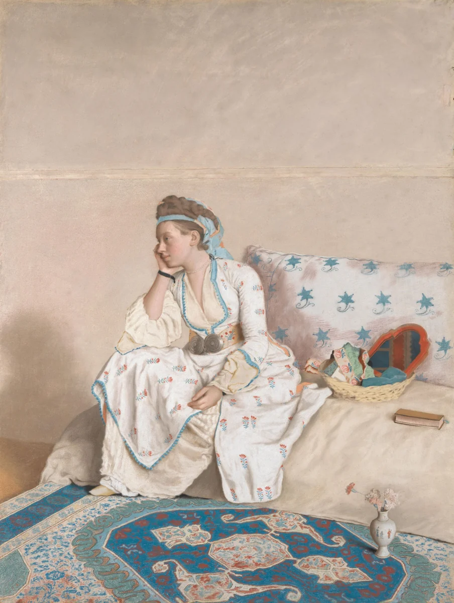 Marie Fargues, echtgenote van de kunstenaar by Jean-Etienne Liotard, drawing, 1756-1758