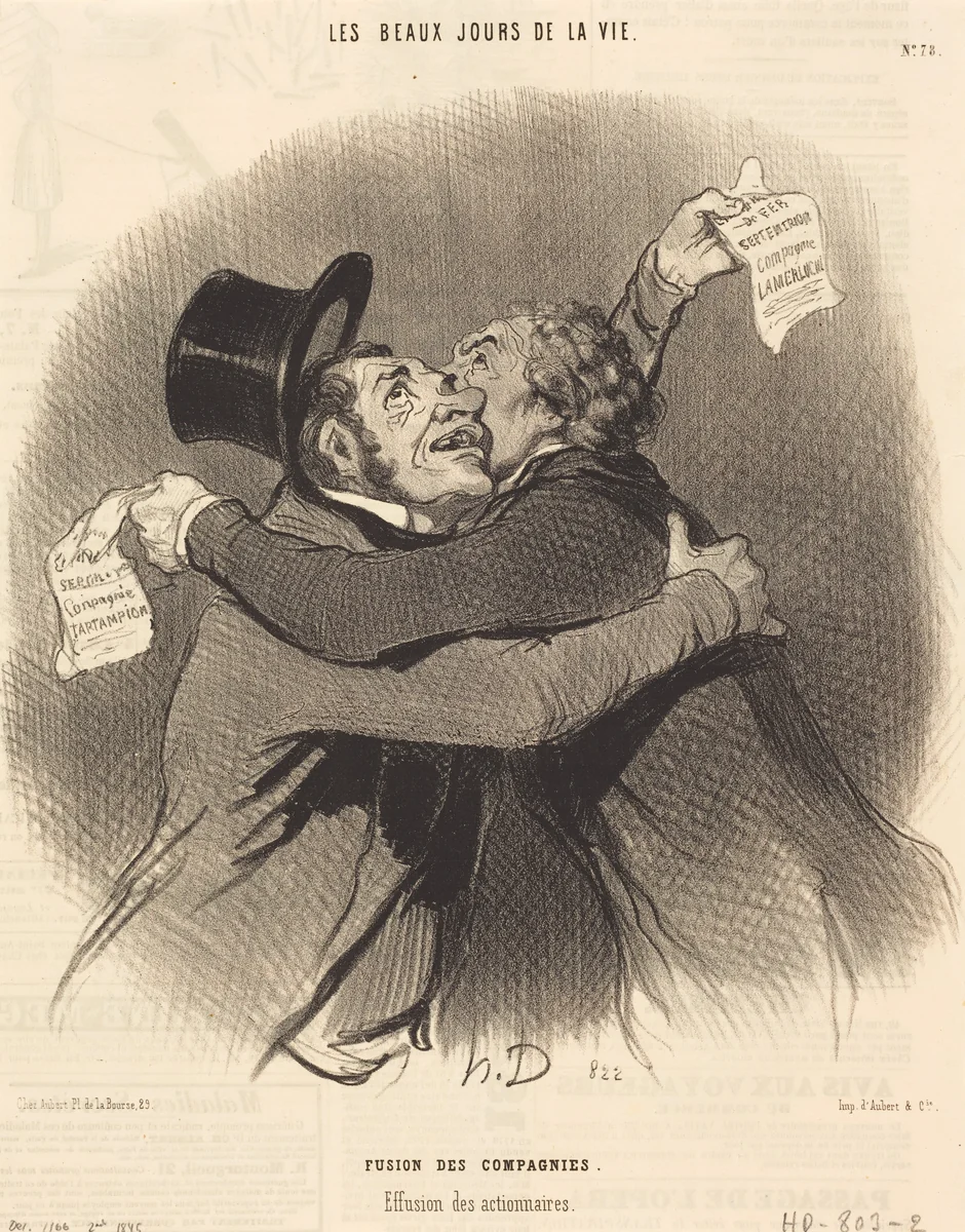 Fusion des compagnies by Honoré Daumier, print, 1845