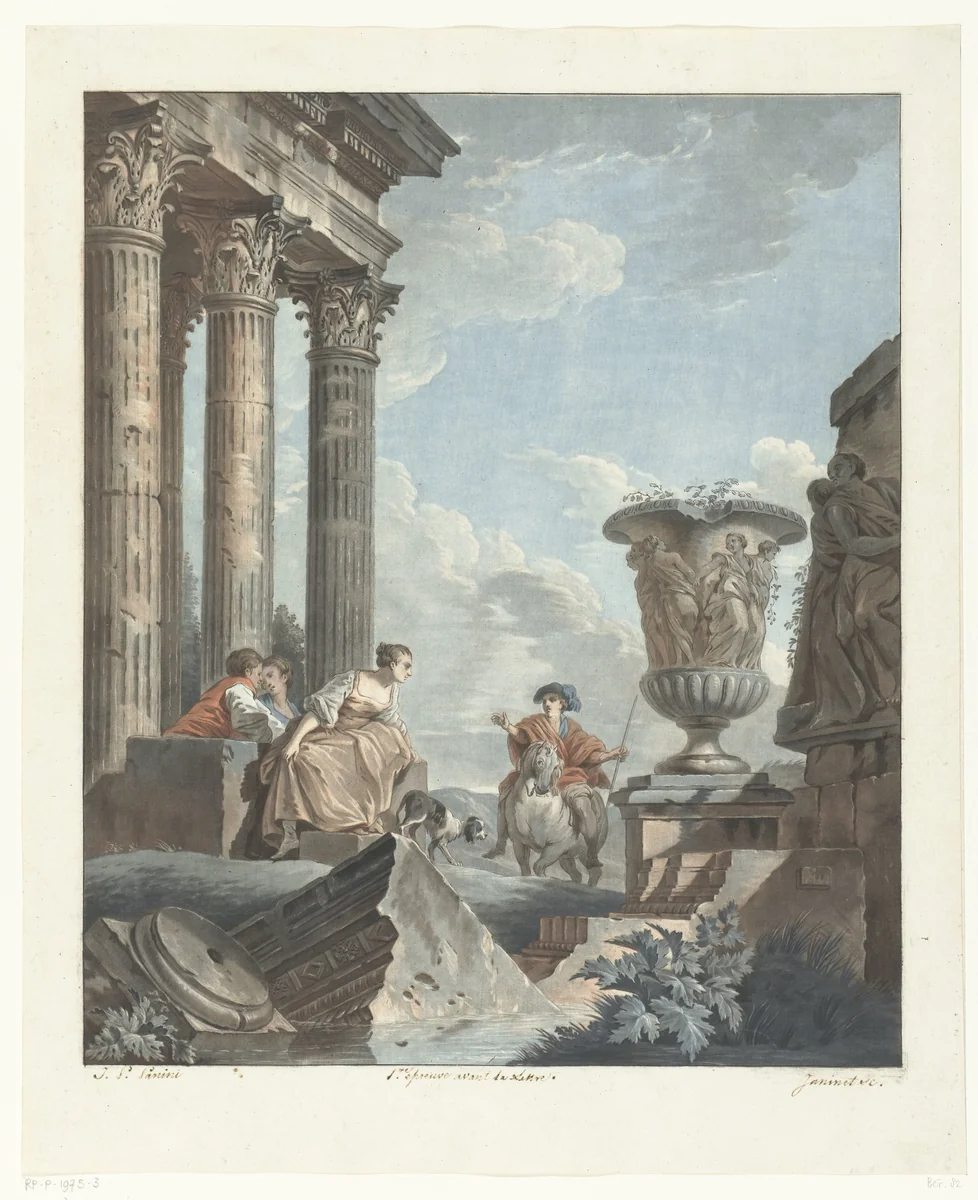 Antieke ruïnes by Jean François Janinet, print, 1762-1798