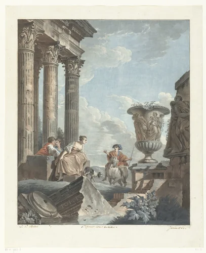 Antieke ruïnes by Jean François Janinet, print, 1762-1798