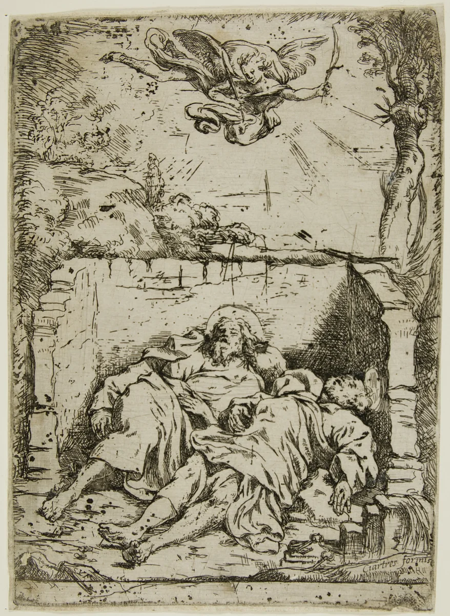 The Bodies of Saints Peter and Paul in the Same Sepulcher by Claude Vignon, print, 1620