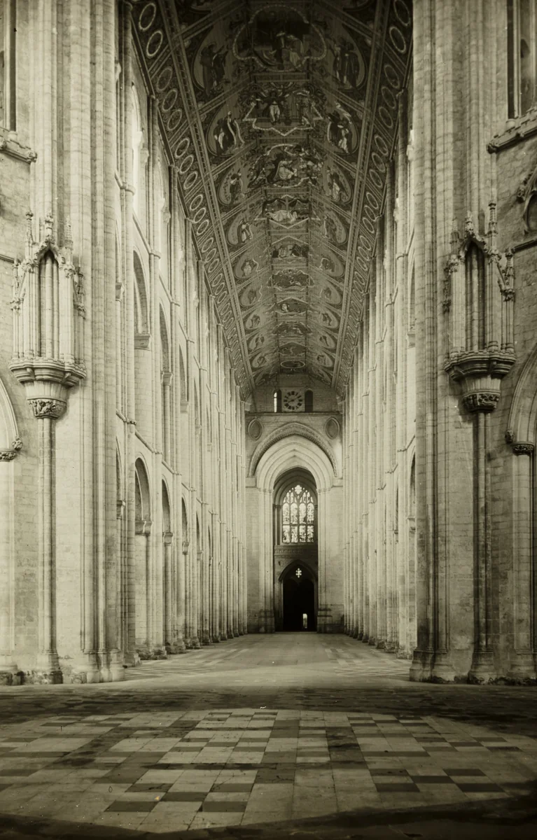 Ely Cathedral: Nave, to West by Frederick Evans, photograph, 1886-1896