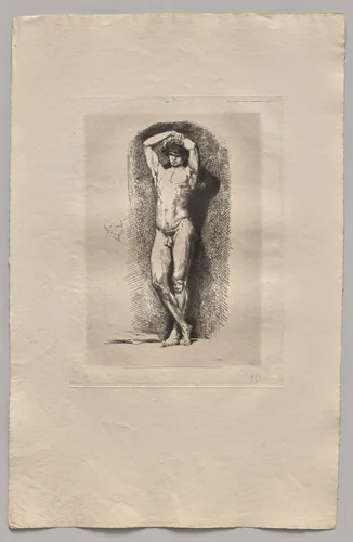 Male Académie by Nicolas-François Chifflart, print, 1865