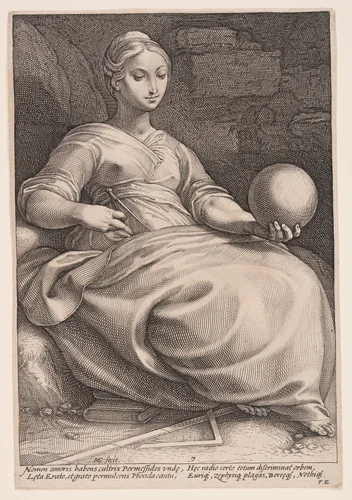 Erato, The Muse of Lyric Poetry, from The Nine Muses by Hendrick Goltzius, print, 1592