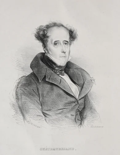 François René Auguste Victome de Châteaubriand by Achille Devéria, print, 1830-1849