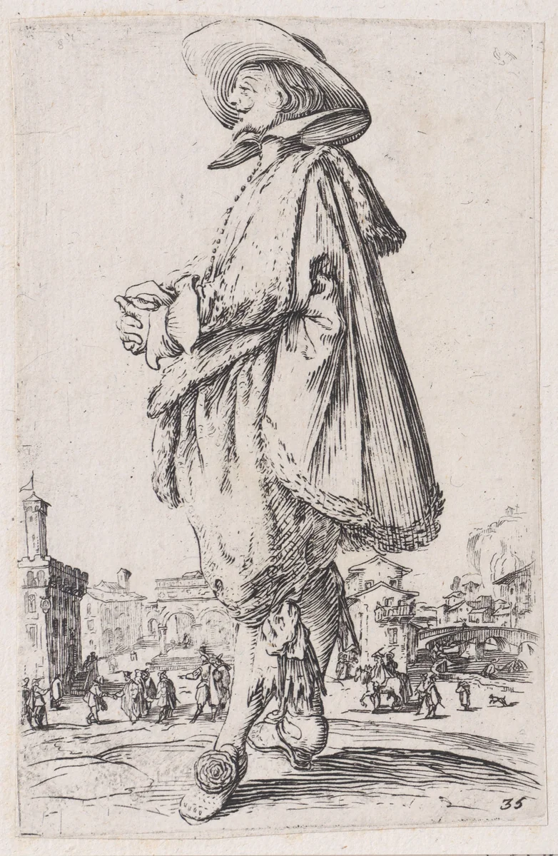 Reverse Copy of Le Mendiant a la Jambe de Bois (The Beggar with the Wooden Leg), from Les Gueux suite appelée aussi Les Mendiants, Les Baroni, ou Les Barons (The Beggars, also called the Barons) by anonymous, print, 1625-1700