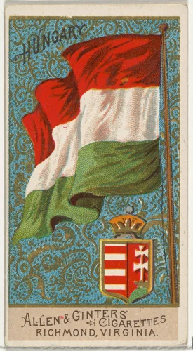 Hungary, from Flags of All Nations, Series 2 (N10) for Allen & Ginter Cigarettes Brands by Allen & Ginter, print, 1890