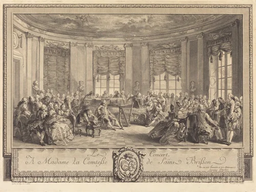 Le concert by Antoine-Jean Duclos; Augustin de Saint-Aubin, print, 1774
