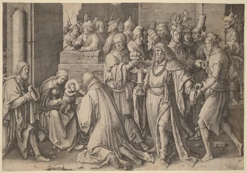 The Adoration of the Magi by Lucas van Leyden, print, 1513