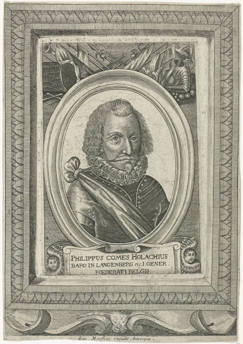 Portret van Filips graaf van Hohenlohe by Joannes Meyssens, print, 1640-1670