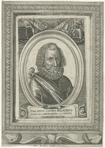 Portret van Filips graaf van Hohenlohe by Joannes Meyssens, print, 1640-1670