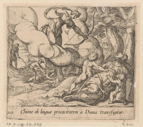 Diana doodt Chione by Antonio Tempesta, print, 1606