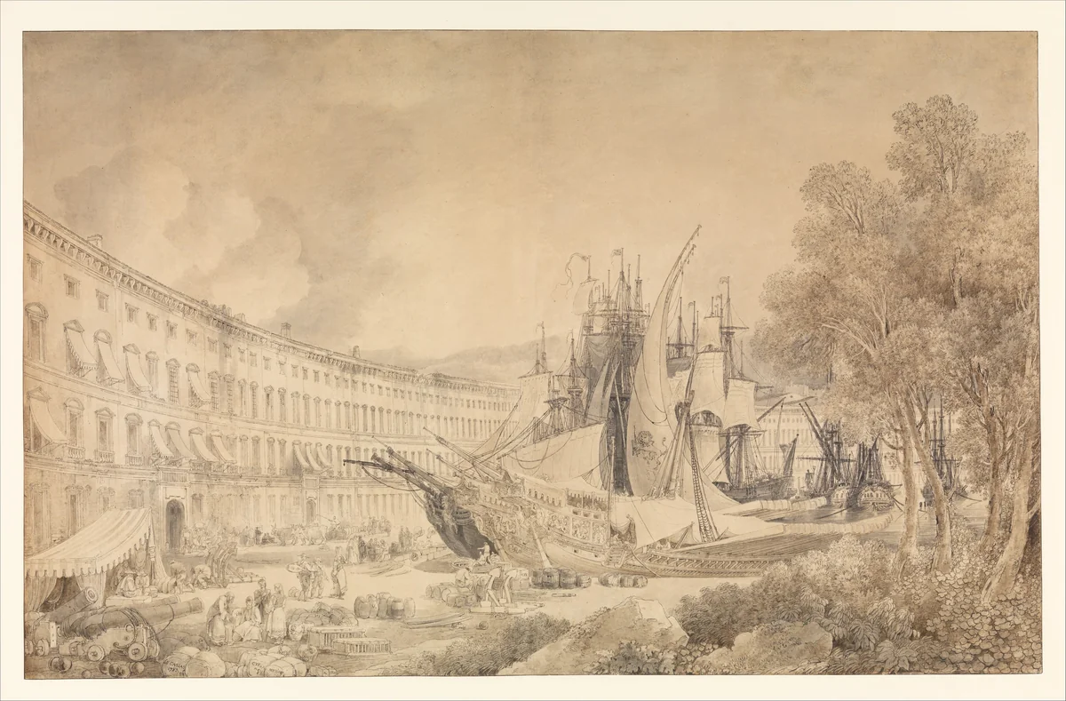 View of Messina Harbor by Louis François Cassas, drawing, 1783
