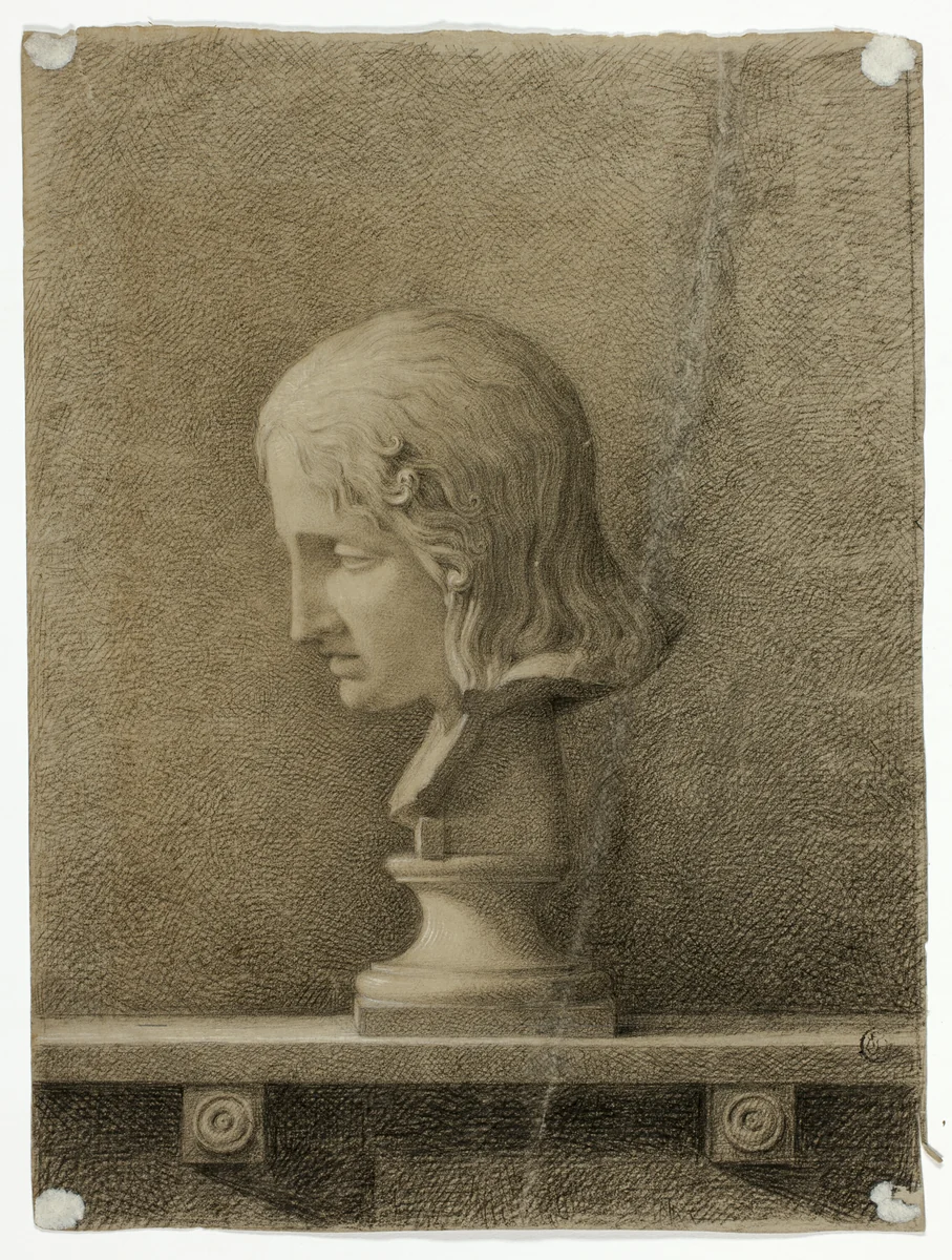Marble Bust of a Young Man by Unknown Artist, drawing, 1800-1899