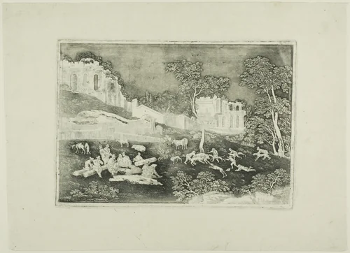 Boar Hunt by Gerhard Janssen, print, 1717