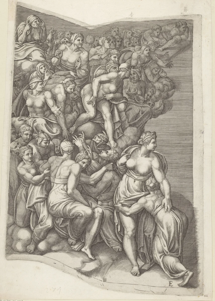Het laatste oordeel, blad E by Giorgio Ghisi, print, 1530-1582