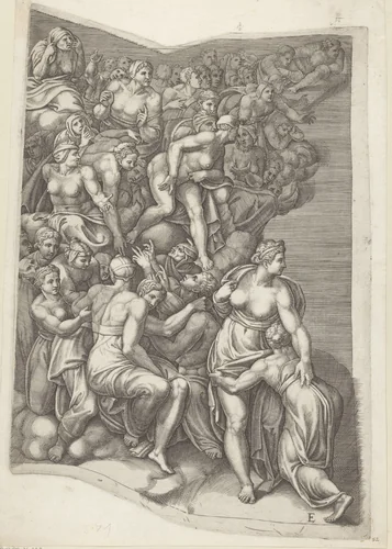 Het laatste oordeel, blad E by Giorgio Ghisi, print, 1530-1582