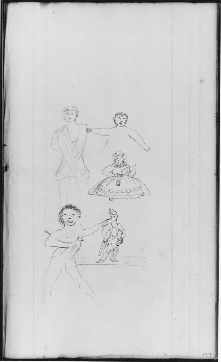 Five Various Figures (from Sketchbook) by John William Casilear, artwork, 1811-1893