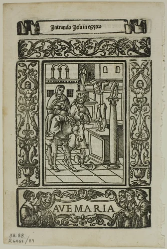 Flight into Egypt from Rosario della V. Maria by Castellanus, plate 89 from Woodcuts from Books of the XVI Century by Unknown Artist, print, 1539