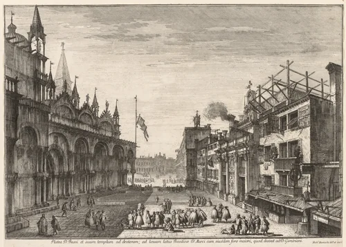 Views of Venice: Piazzetta S. Basso by Michele Marieschi, print, 1741