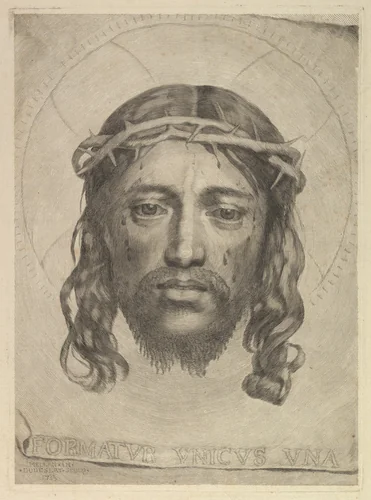 Face of Christ on St. Veronica's Veil by Dudesert or Du Desert, print, 1735