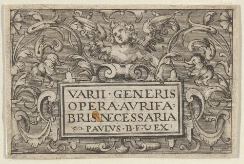 Title Page, from "Varii Generis Opera Aurifabris Necessaria" by Paul Birckenhultz, print, 1595-1605