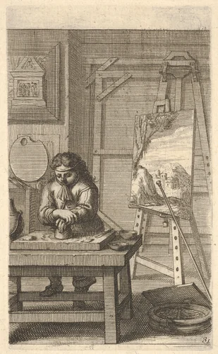 A Painter in his Studio by Abraham Bosse, print, 1662-1672
