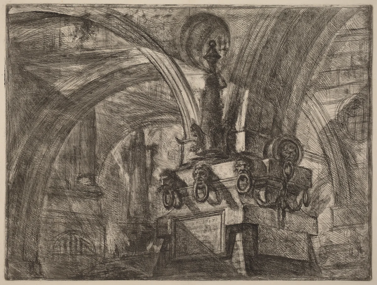 The Pier with a Lamp by Giovanni Battista Piranesi, print, 1749-1750