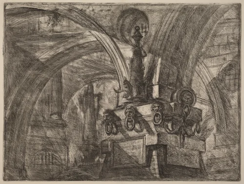 The Pier with a Lamp by Giovanni Battista Piranesi, print, 1749-1750