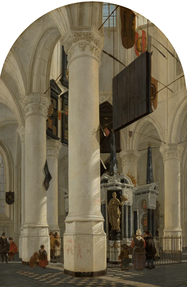 The Tomb of William the Silent in the Nieuwe Kerk in Delft by Gerard Houckgeest, painting, 1651