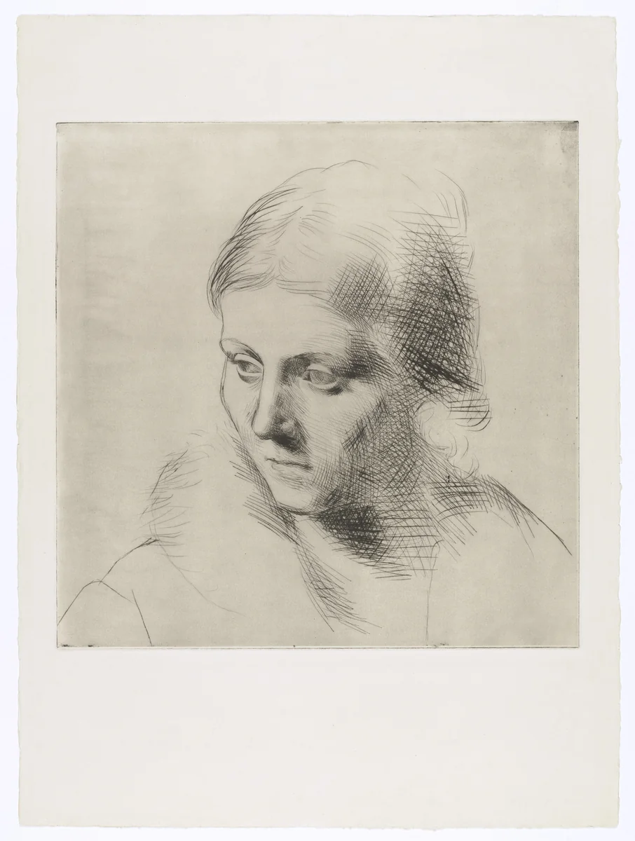 Portrait of Olga in a Fur Collar (Portrait d'Olga au col de fourrure) by Pablo Picasso, print, 1923