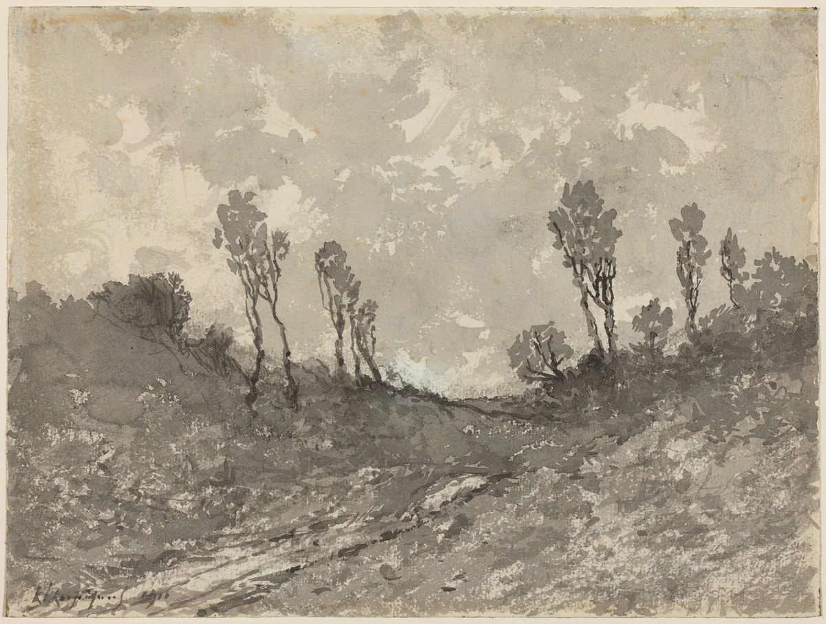 Road at Hérisson by Henri Joseph Harpignies, drawing, 1911
