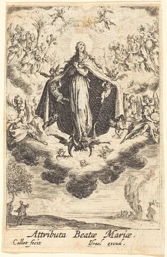 Attributes of the Virgin by Jacques Callot, print, 1628-1638