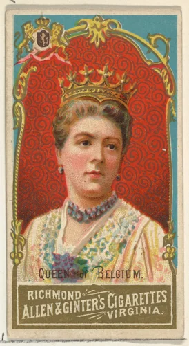 Queen of Belgium, from World's Sovereigns series (N34) for Allen & Ginter Cigarettes by Allen & Ginter, print, 1889