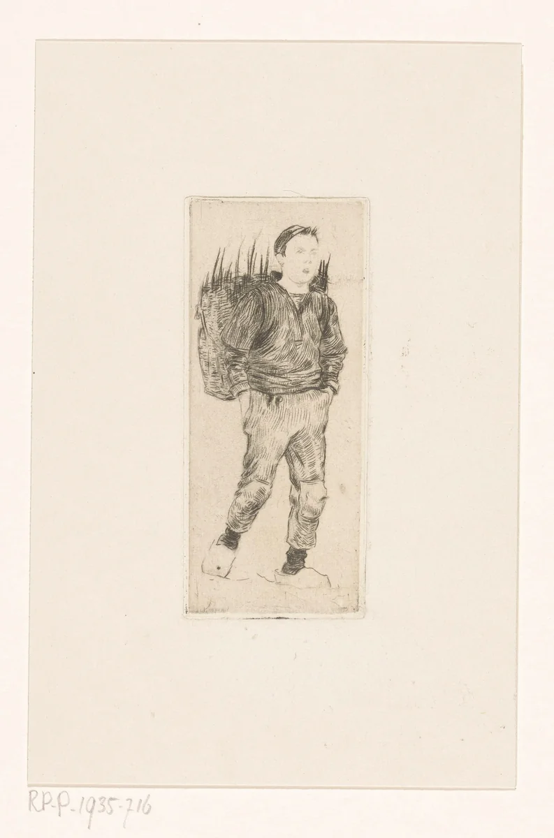 Vissersjongen by Cornelis Koppenol, print, 1875-1935