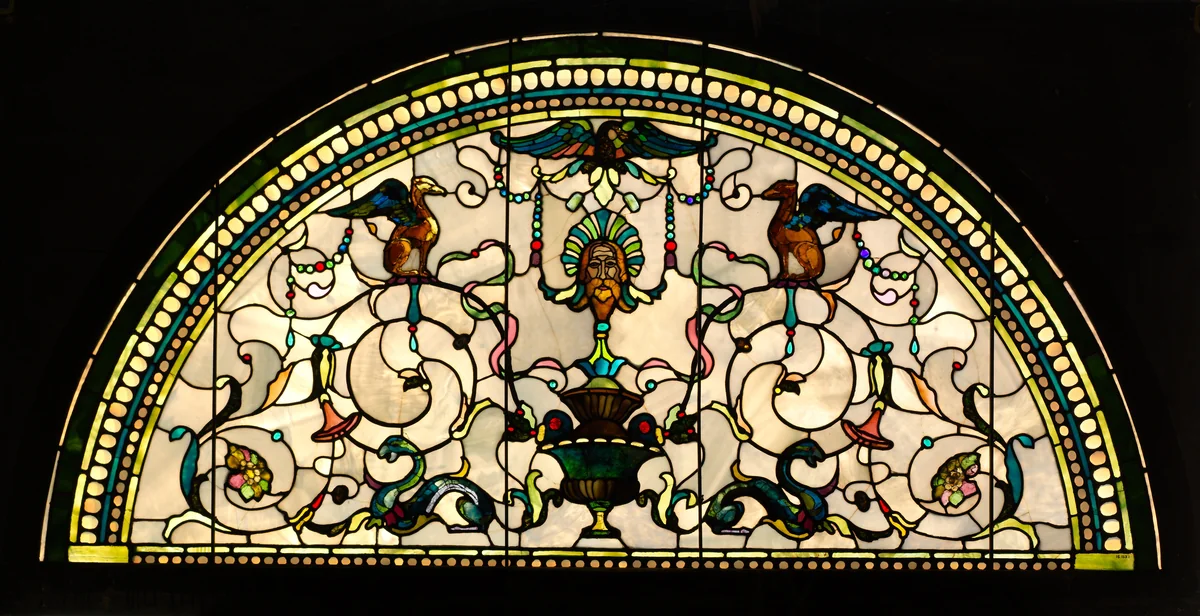 Stained Glass Lunette from the Cornelius Vanderbilt II House, New York by John La Farge, artwork, 1877-1882