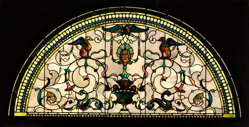 Stained Glass Lunette from the Cornelius Vanderbilt II House, New York by John La Farge, artwork, 1877-1882
